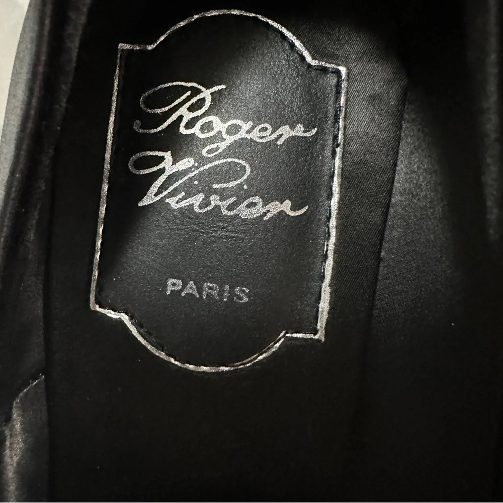 Roger Vivier Black Satin Heels with Silver Embellishment - Picture 10 of 11